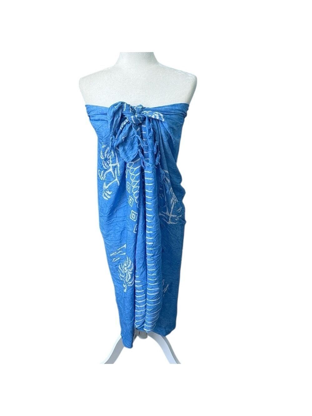 Pareos Del Mar Sarong Wrap Beach Cover Up One Size Blue White NWT